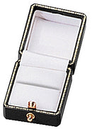 Antique Look Leatherette Single Ring Box with Satin Inner Lid