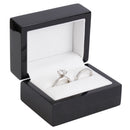 Black Piano Double Ring Box with Ribboned Packer