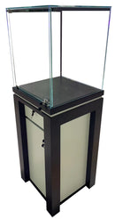 Dark and White Wood with Tempered Glass Pedestal Showcase