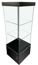 Black Glossy Wood Showcase with Aluminum Trim