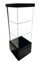 Black Glossy Wood Showcase with Aluminum Trim