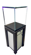 Dark and White Wood with Tempered Glass Pedestal Showcase
