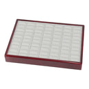 Genuine Wood Frame 35 Ring Tray with Leatherette Interior