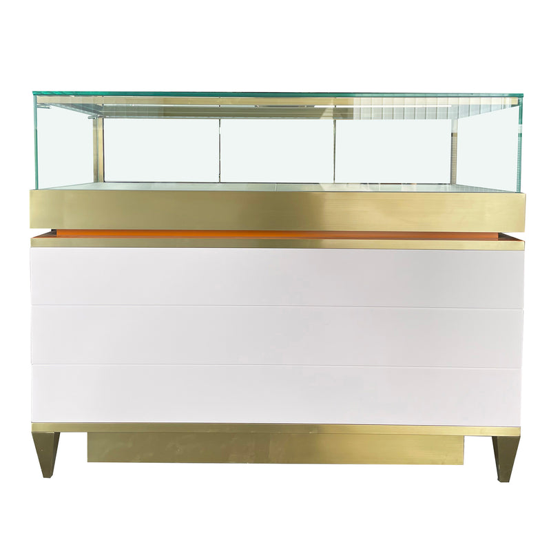 Luxe Jewellery Counter Showcase with Gold Trim