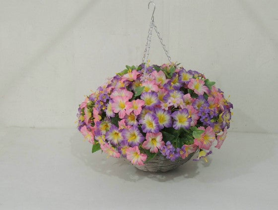 Bouquet of Faux Flowers in a Basket with Hook