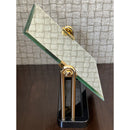 Miroir de présentation de bijoux élégant à deux faces avec support noir et doré