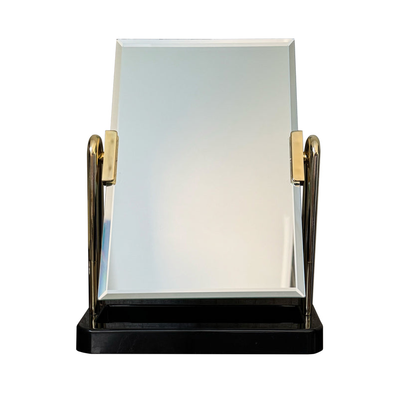 Miroir de présentation de bijoux élégant à deux faces avec support noir et doré