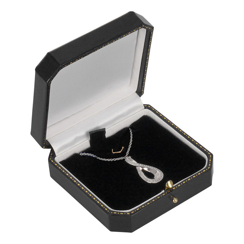 Leatherette Pendant or Earring Box with Gold Accent and Matching Insert