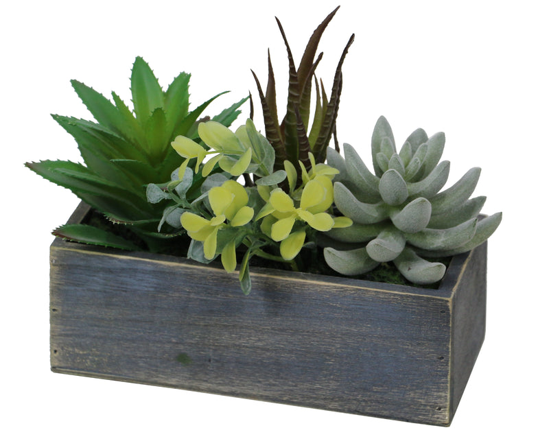 Lifelike Plant in Rustic Wooden Pot