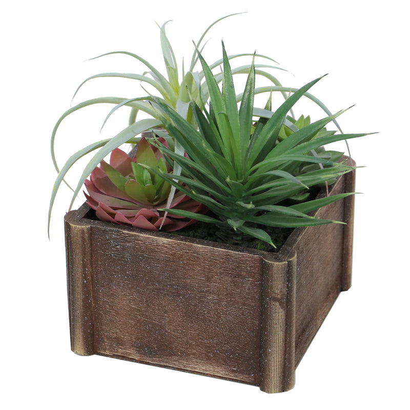 Lifelike Plant in Rustic Wooden Pot