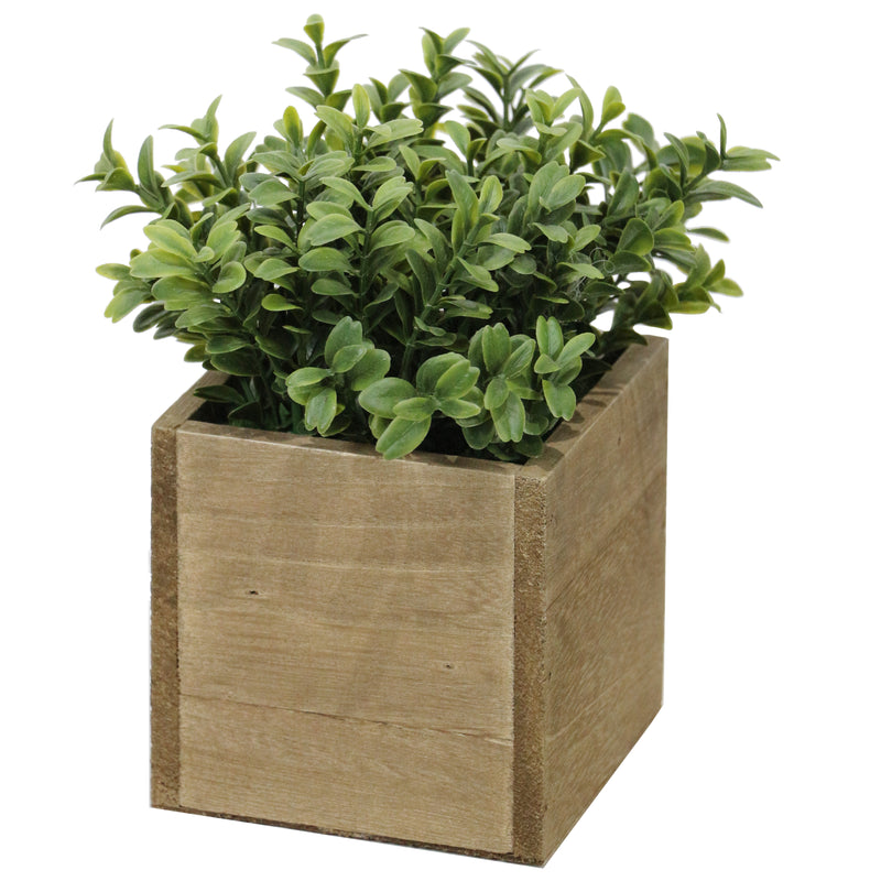 Lifelike Plant in Rustic Wooden Pot