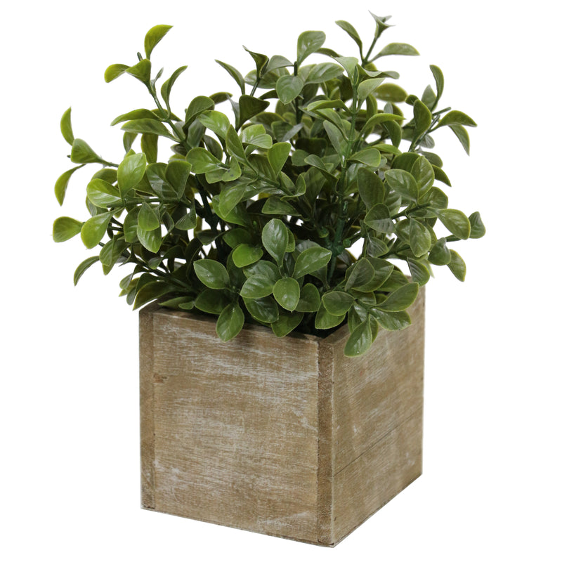 Lifelike Plant in Rustic Wooden Pot