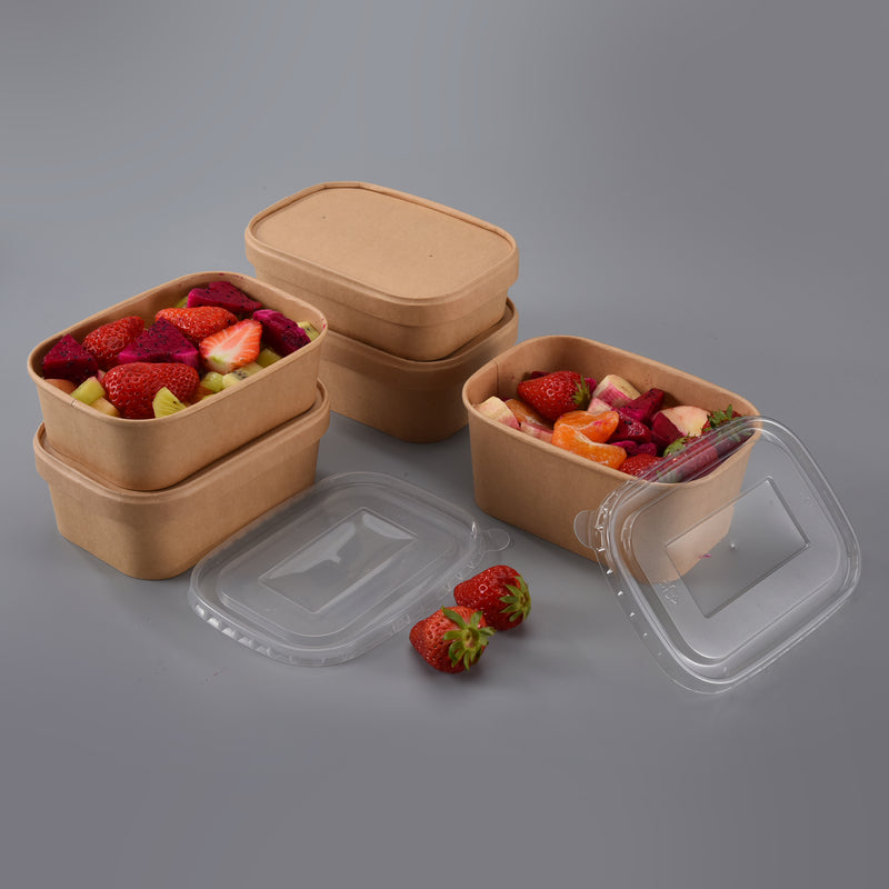 Rectangular Kraft Salad Entree Bowls with PET Lids