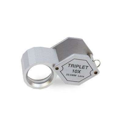 10x Triplet Loupe Brushed Steel