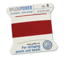 Cordon de perles Griffin en nylon grenat