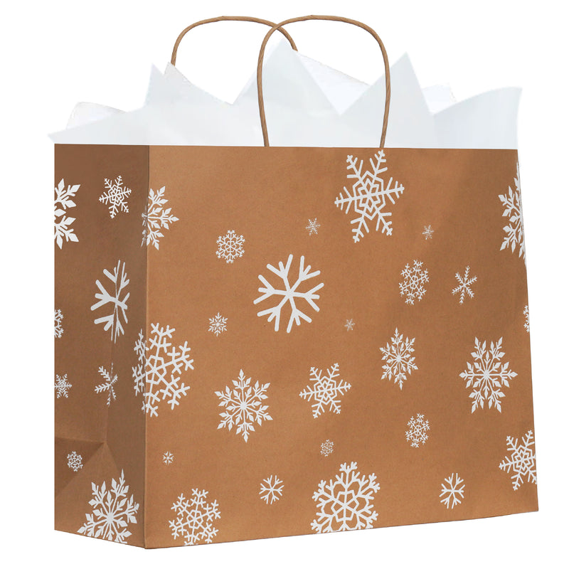 kraft snowflakes paper bag xmas packaging