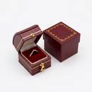 Leatherette Paper Covered Treasure Shaped Single Ring Box