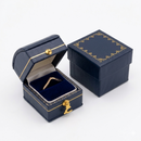 Leatherette Paper Covered Treasure Shaped Single Ring Box