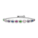 Ss Multi Color CZ with Halo Bracelet