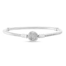 Silver Two Tone CZ Heart Bracelet