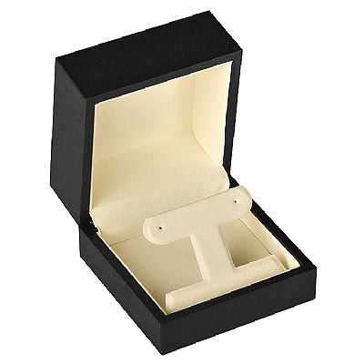 Matte Paper Covered French Clip Earring Box with Cream Leatherette Interior