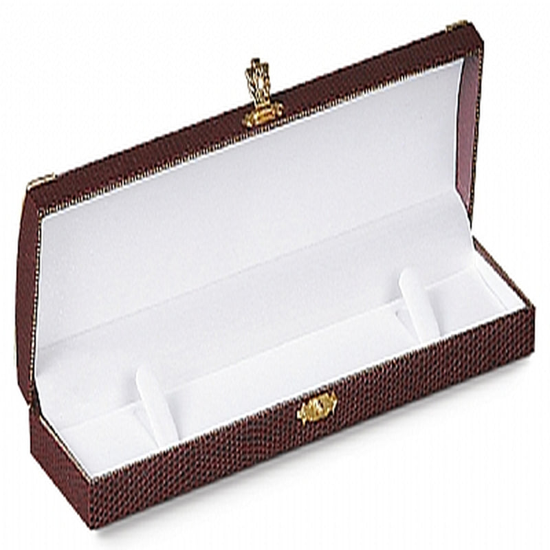 Leatherette Bracelet Box with Gold Trim and Closure