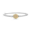 Gold Two Tone CZ Flower Design Bracelet