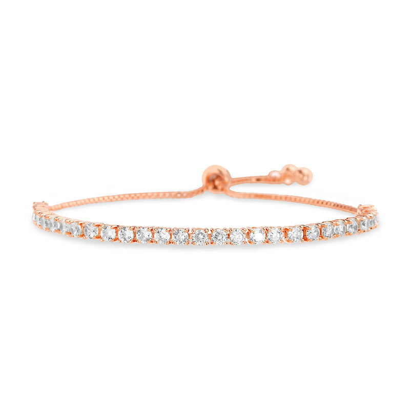 Rose Round CZ Box Chain Slider Bracelet