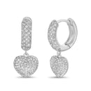 Sterling Silver CZ Pave Puff Heart Dangle
Huggie Earring