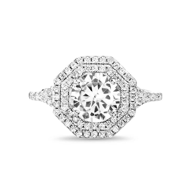 Sterling Silver CZ with Double Halo Ring