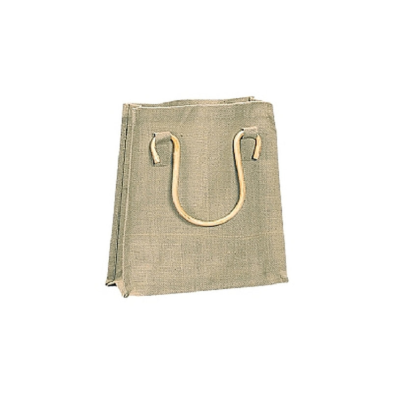Natural Jute Tote Bag with Bamboo Cane Handle