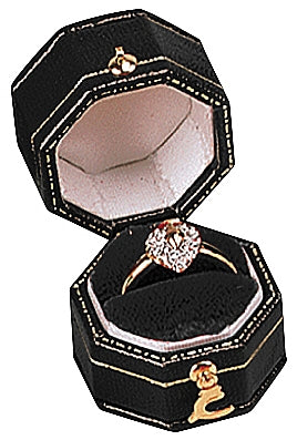 Leatherette Paper Covered  Octagon Shaped Single Ring Box