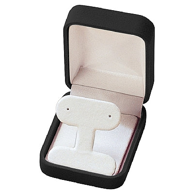 Suede French Clip Earring Box with White Interior