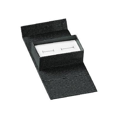 Textured Leatherette Double Ring Box with Magnetic Closure and White Insert