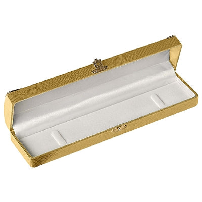 Leatherette Bracelet Box with Gold Trim and Closure