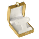 Leatherette French Clip Earring Box with Gold Trim and Closure