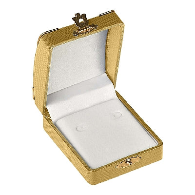 Leatherette Hoop Earring Box with Gold Trim and Closure