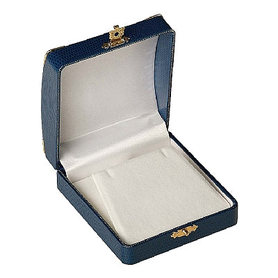 Leatherette Pendant or Earring Box with Gold Trim and Closure