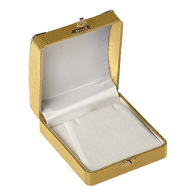 Leatherette Pendant or Earring Box with Gold Trim and Closure