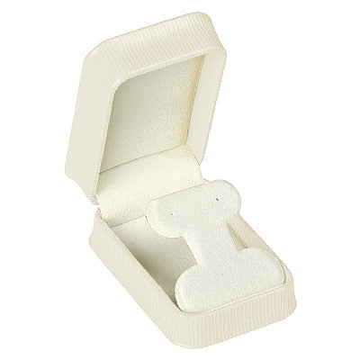 Embossed Leatherette French Clip Earring Box with White Velvet Interior
