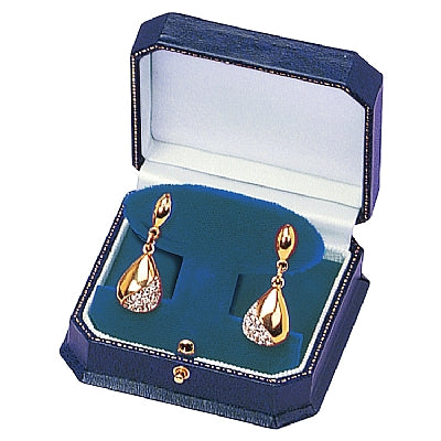 Leatherette French Clip Earring Box with Velvet Interior
