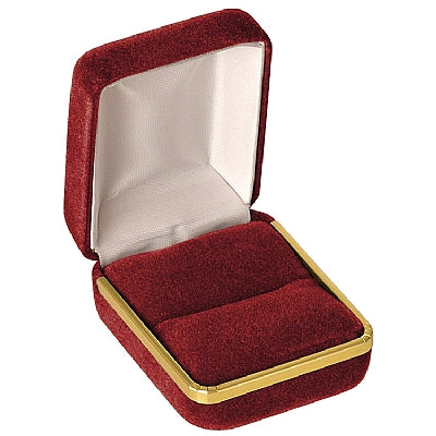 Velvet Single Ring Box with Gold Rims and Matching Insert