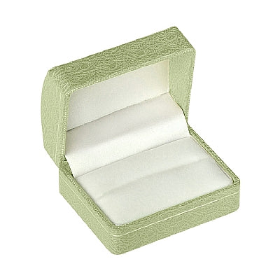 Leatherette Double Ring Box with Gold Accent and White Interior