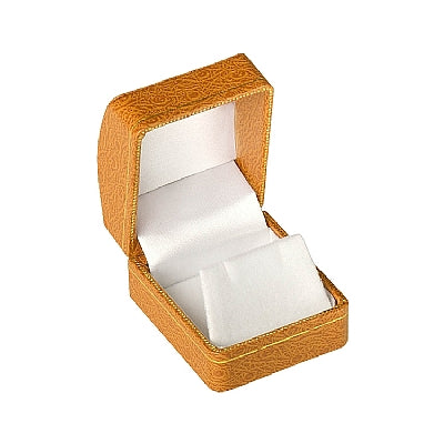 Leatherette Single Earring Box with Gold Accent and White Interior