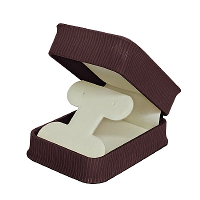 Embossed Leatherette French Clip Earring Box with Cream Leatherette In