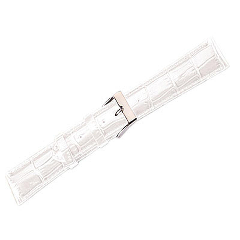 Leather Watch Band Lux Alligator White (12mm) Long