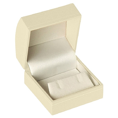 Paper Covered Clip Earring Box with Gold Accent and White Interior