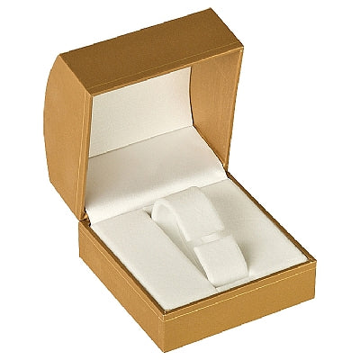 Paper Covered Bangle or Watch Box with Gold Accent and White Interior
