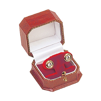 Leatherette French Clip Earring Box with Velvet Interior