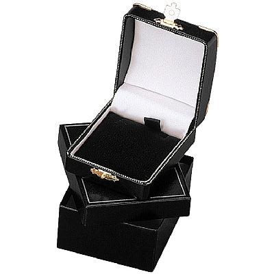 Leatherette Pendant Box with Gold Trim and Closure